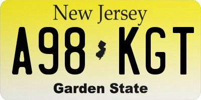 NJ license plate A98KGT