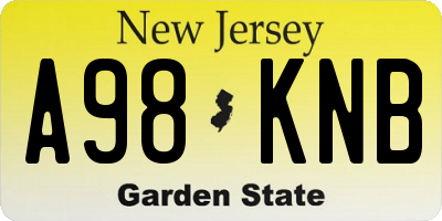 NJ license plate A98KNB