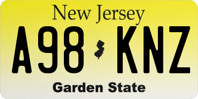 NJ license plate A98KNZ