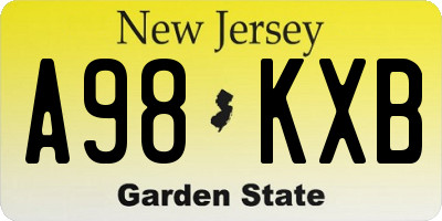 NJ license plate A98KXB