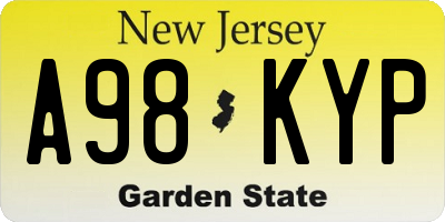 NJ license plate A98KYP