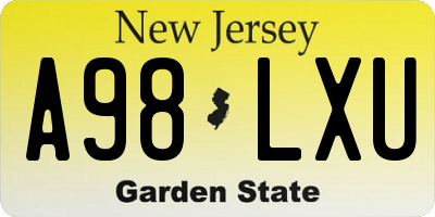 NJ license plate A98LXU