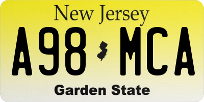 NJ license plate A98MCA