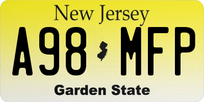 NJ license plate A98MFP