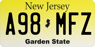 NJ license plate A98MFZ