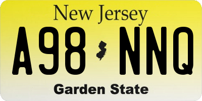 NJ license plate A98NNQ