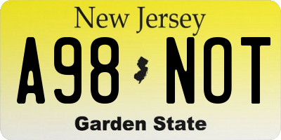 NJ license plate A98NOT