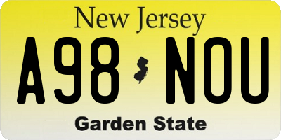 NJ license plate A98NOU