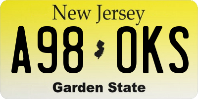 NJ license plate A98OKS