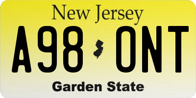 NJ license plate A98ONT