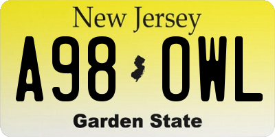 NJ license plate A98OWL