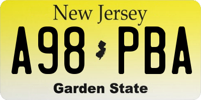 NJ license plate A98PBA