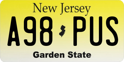 NJ license plate A98PUS
