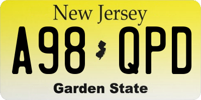 NJ license plate A98QPD