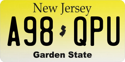 NJ license plate A98QPU