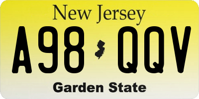 NJ license plate A98QQV
