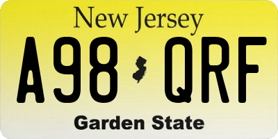 NJ license plate A98QRF