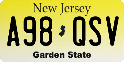 NJ license plate A98QSV
