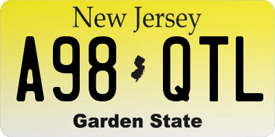 NJ license plate A98QTL