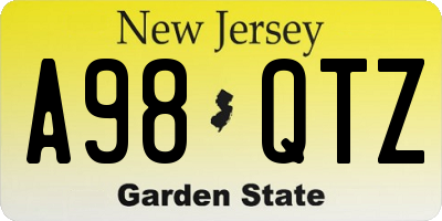 NJ license plate A98QTZ