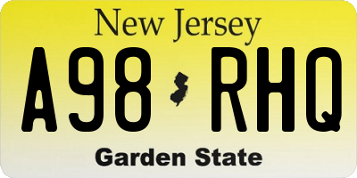 NJ license plate A98RHQ