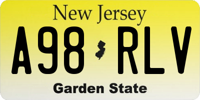 NJ license plate A98RLV