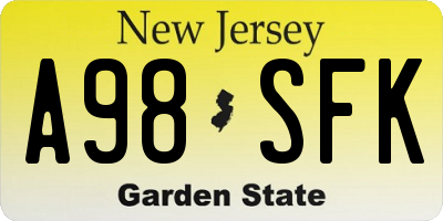 NJ license plate A98SFK
