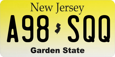 NJ license plate A98SQQ