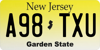 NJ license plate A98TXU