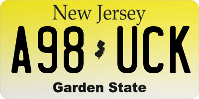 NJ license plate A98UCK