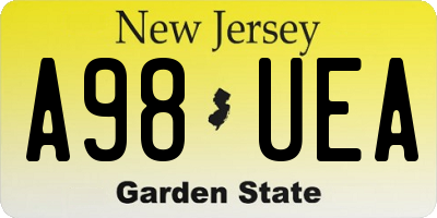 NJ license plate A98UEA