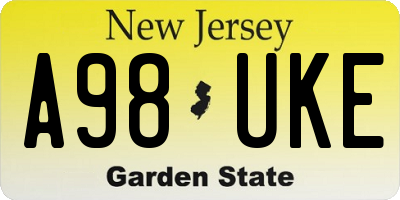 NJ license plate A98UKE