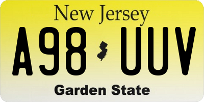 NJ license plate A98UUV
