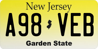 NJ license plate A98VEB