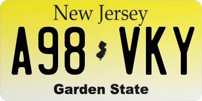 NJ license plate A98VKY