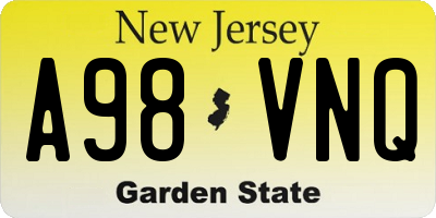 NJ license plate A98VNQ