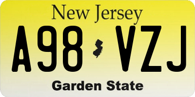 NJ license plate A98VZJ