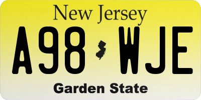 NJ license plate A98WJE
