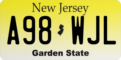 NJ license plate A98WJL