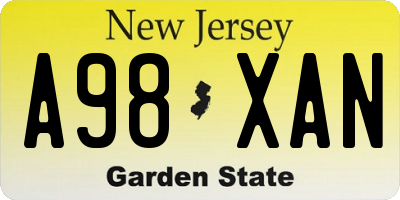 NJ license plate A98XAN
