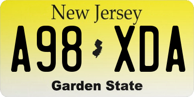 NJ license plate A98XDA