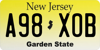 NJ license plate A98XOB