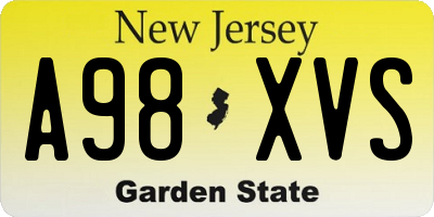 NJ license plate A98XVS