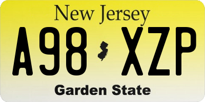 NJ license plate A98XZP