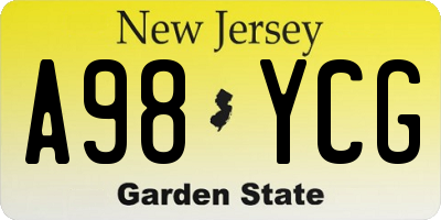 NJ license plate A98YCG