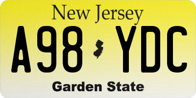 NJ license plate A98YDC