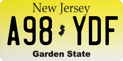 NJ license plate A98YDF