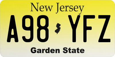 NJ license plate A98YFZ