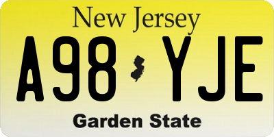 NJ license plate A98YJE