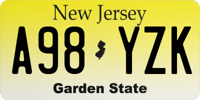 NJ license plate A98YZK